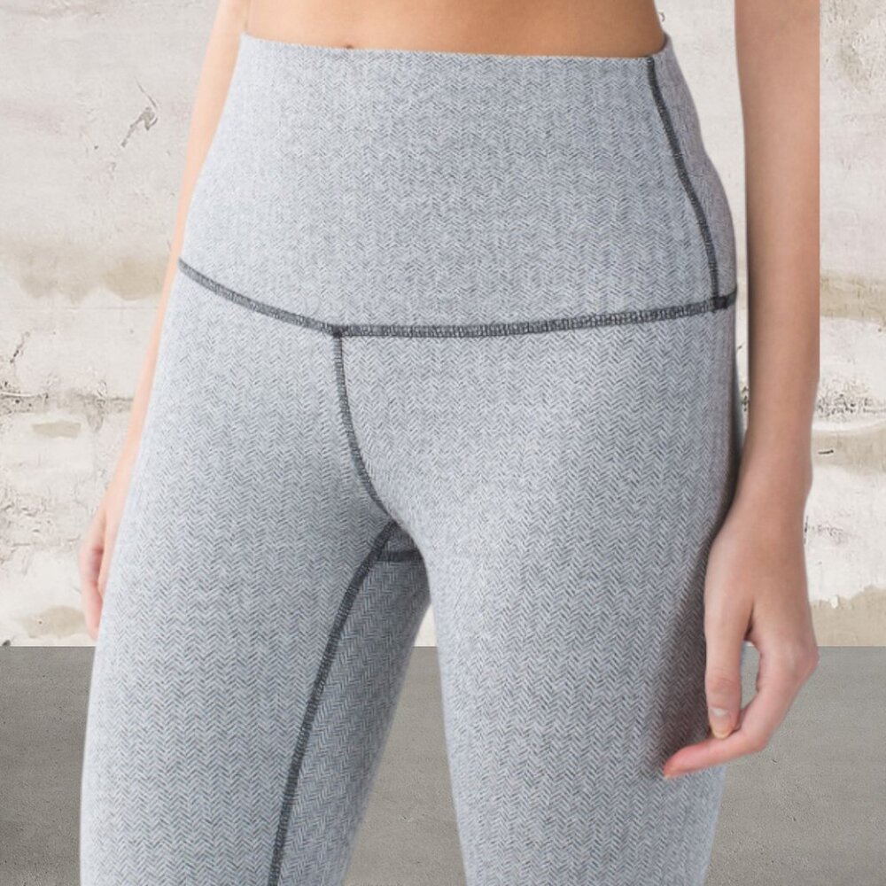 Lululemon Wunder Under Pant Heathered Herringbone Heathered Black White Size 10